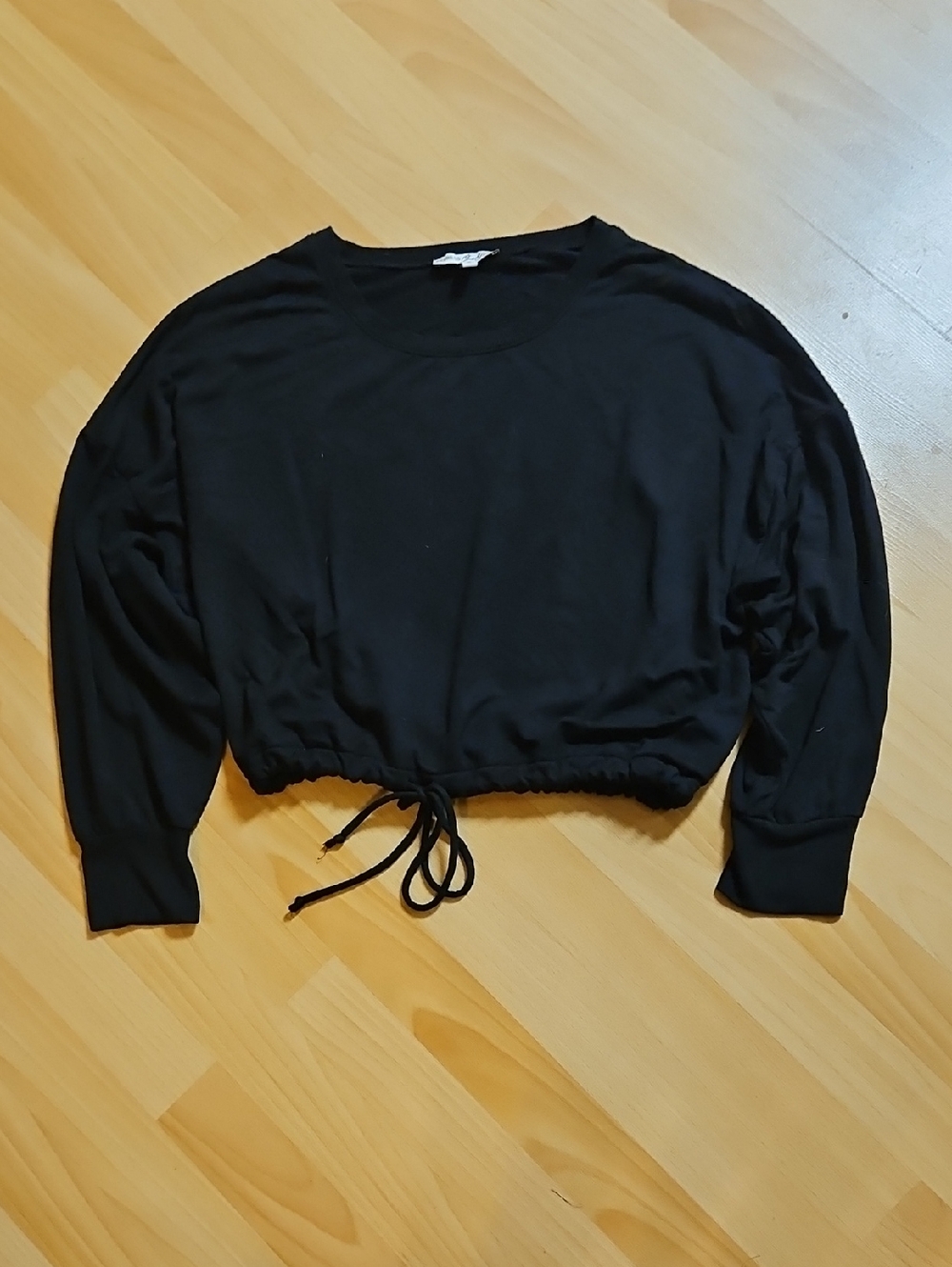 Express One Eleven - Women’s Black Long-Sleeve Tie-Hem Jersey Knit Top